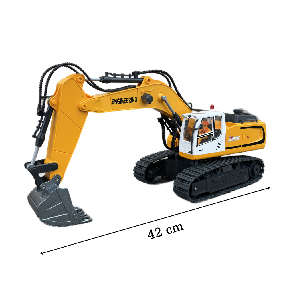 RC Ekskavatör - Metal Kepçeli Buhar Efektli Kumandalı İş Makinesi