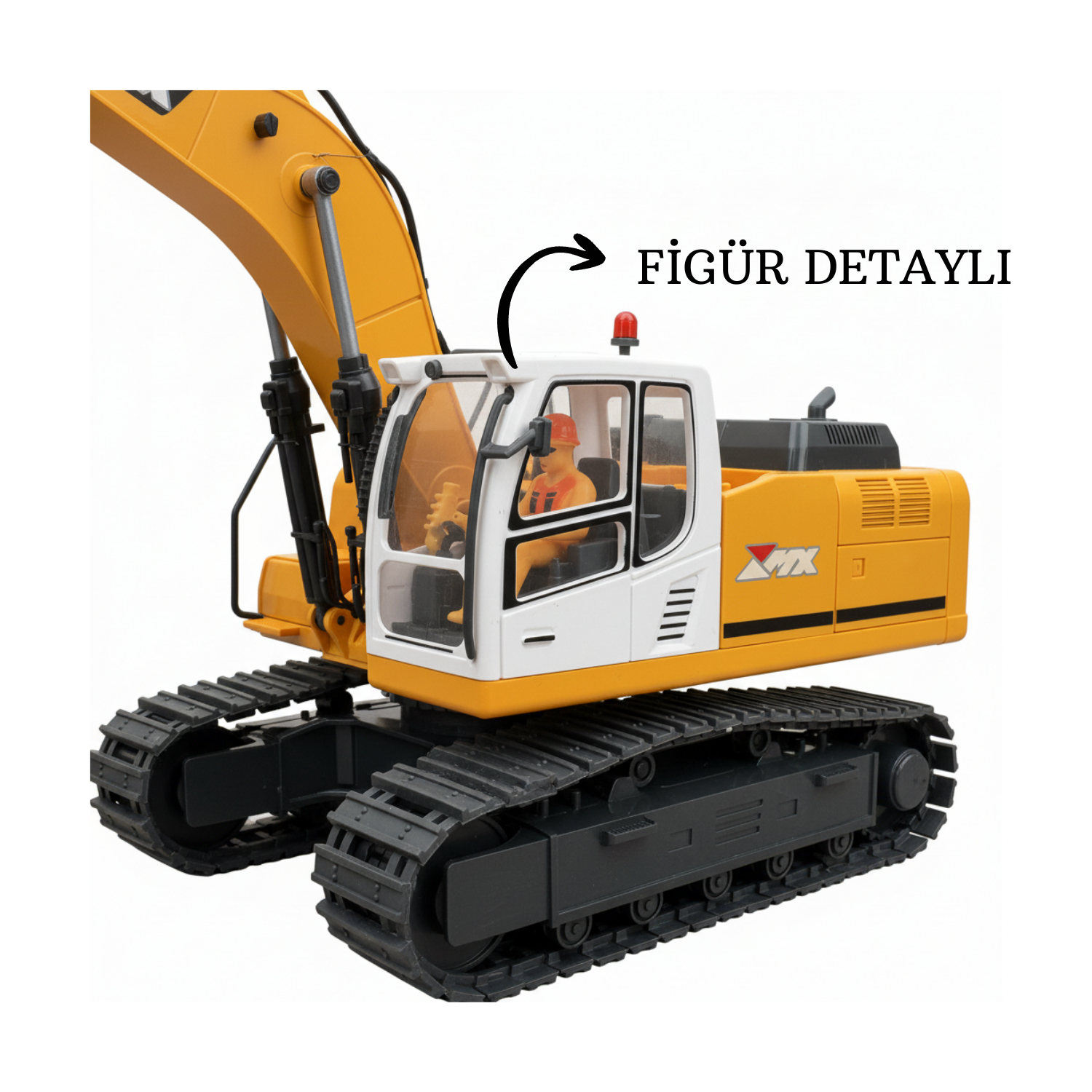 RC Ekskavatör - Metal Kepçeli Buhar Efektli Kumandalı İş Makinesi