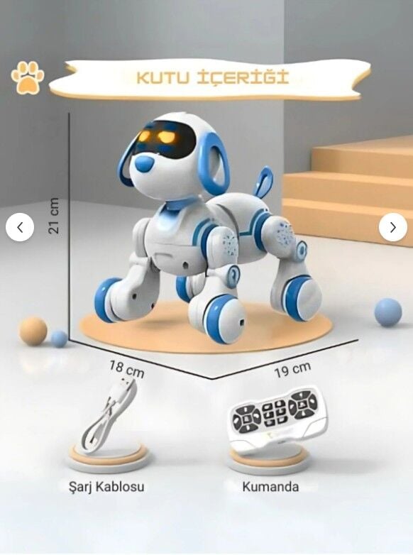 Uzaktan Kumandalı Akıllı Robot Köpek | Şarjlı, Sesli, LED Işıklı